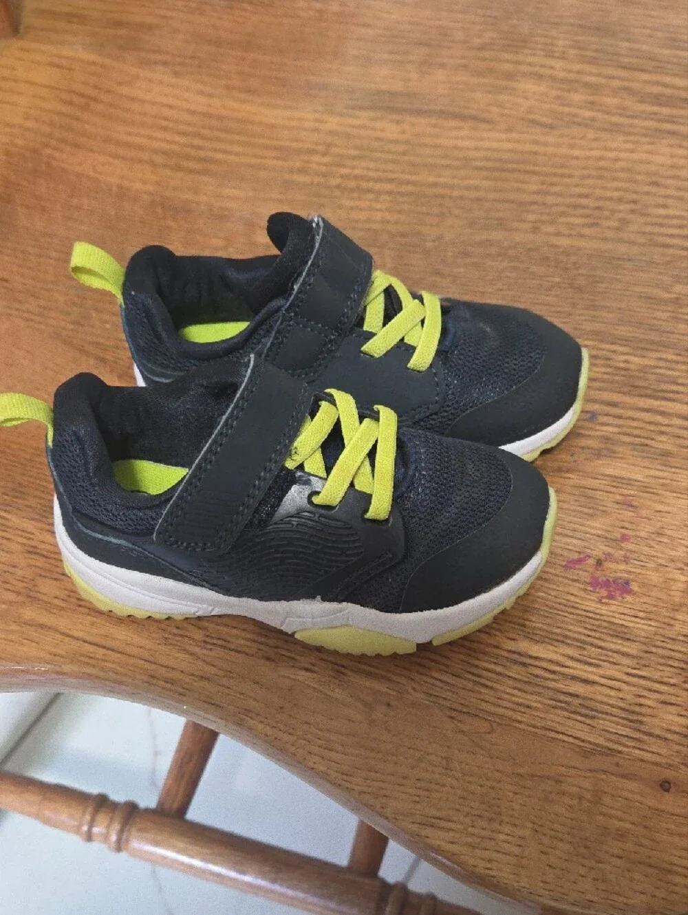 Cat & Jack Black Sneakers with Neon Yellow Accents